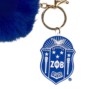 Zeta Phi Beta Shield Fur Keychain Greek Sorority Accessories ZPB Keyring Premium Soft Plush <b>Key</b> <b>Holder</b> - Product Image 4