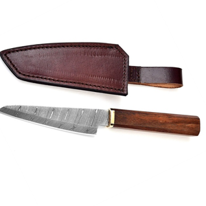 Cuchillos de Cocina Hechos a Mano de Acero de Damasco con Mango de Madera, Acabado Pulido de Alto Brillo, Cuchillos de Chef Tradicionales de Hoja Fija Afilada para Cocinar - Product Image 4