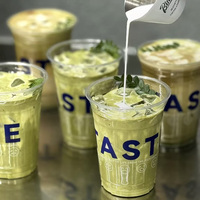 Individuell bedruckte 16-24oz klare Einwegbecher für Matcha, Boba, Milchtee, Eiskaffee, Smoothies – PET-Plastikbecher mit Deckel und Strohhalmen