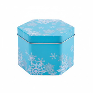 Lata de Metal con Forma de Copo de Nieve Navideño para Envasar Chocolate, Dulces y Regalos - Product Image 1