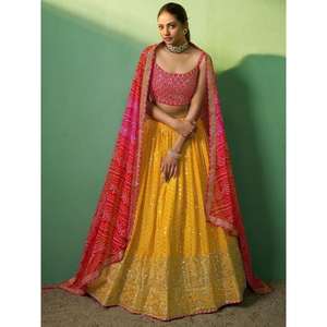 Georgette lehenga choli กับ dupatta เลื่อมสีเหลืองมัสตาร์ดมหัศจรรย์ - Product Image 6