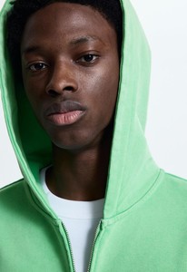 Unisex Hooded Pullover Sweatshirt Solid <b>Green</b> Oversized Fit Casual Fleece Material 100% Cotton Anti-Pilling Winter Wear Regular - Product Image 5