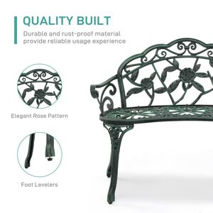 Panca da Esterno in Alluminio con Gambe Curve, Motivo Verde Antico a Rose, per Hotel e Centri Commerciali - Product Image 6