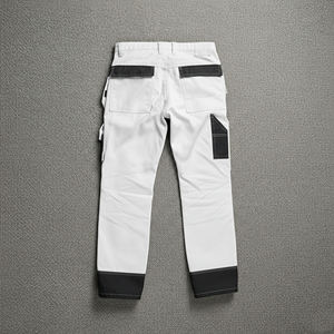 Customized Reflective Men's <b>Work</b> <b>Pants</b> White <b>Black</b> Multi Pockets Wholesale Polyester Cargo Trousers with Logo Printing - Product Image 2