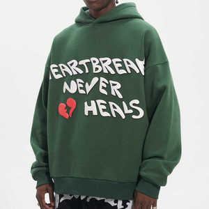 Prix de gros Nouveau design Sweat à capuche streetwear pour homme avec impression en relief, logo personnalisé, en coton épais, à épaules tombantes, sweats à capuche et sweat-shirts - Product Image 5