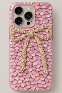 Étui de téléphone à pompons perlés pour Apple iPhones, noir minuit, style bohème - Product Image 1