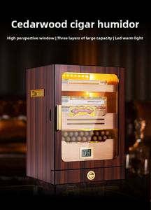Boîte d'humidification professionnelle à lumière LED Dericsson, humidor à cigares en bois, 3 couches, grande capacité avec fenêtre haute transparence - Product Image 4