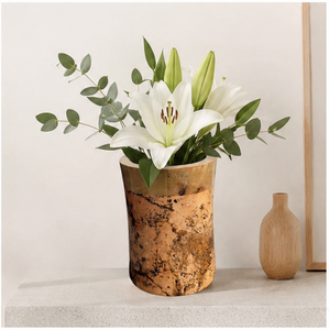 Florero de Madera Artesanal Rústico Moderno con Incrustaciones de Cobre, Centro de Mesa Decorativo para Sala de Estar u Oficina - Product Image 2