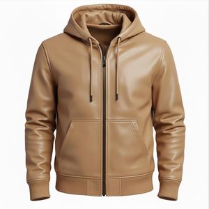 Sudadera con Capucha de Cuero Teñido Liso con Estampado Digital de Invierno, Diseño de Cuero Genuino, Corte Ajustado, para Uso en Exteriores, Incluida en la Colección de Sudaderas para Hombre - Product Image 4