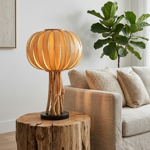 Handcrafted Bamboo Lantern Table Lamp With Natural <b>Branch</b> Stand Eco Friendly Tropical Desk <b>Light</b> For Modern Home Luxury Boutique - Product Image 6