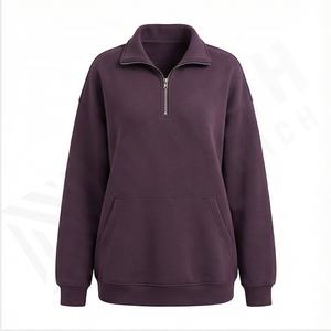 Sudadera con capucha con cremallera unisex personalizada para hombre al por mayor, jersey con cremallera de gran tamaño y estampado con logotipo de tela tejida en el cuello con capucha - Product Image 2