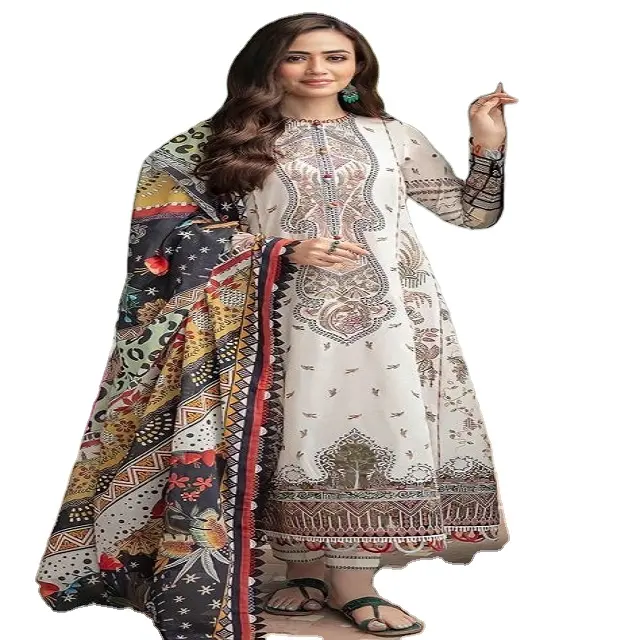 Mais recente flor corte de trabalho de seda chandero paquistani indiana salwar kameez ternos para mulheres para festa e roupas étnicas unstitche