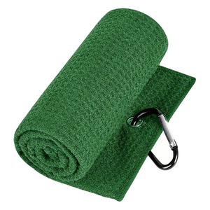 Green Microfiber <b>Golf</b> <b>Towel</b> with Carabiner Quick Dry Woven Sports <b>Towel</b> for Travel - Product Image 5