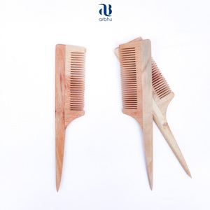 Peignes à long manche en bois de neem | Peigne à cheveux naturels pour cheveux bouclés, épais et ondulés | Outil de soin des cheveux antistatique - Product Image 4