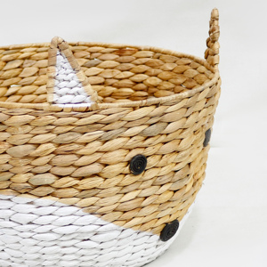 Panier de rangement durable en jacinthe d'eau, tressé à la main, en forme de renard, pour l'organisation de la chambre d'enfant - Product Image 3