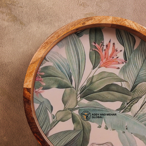 Handcrafted Mango Wood Epoxy Resin Storage Tray Decorative Floral Mosaic <b>Rectangle</b> Platter for <b>Coffee</b> <b>Table</b> & Home Decor - Product Image 3