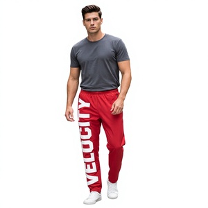 PRO ENTERPRISES Men's Red Velociti Printed Sweatpants Elastic Waist Casual <b>Joggers</b> Lightweight <b>Nylon</b>/Cotton Anti-static Acid - Product Image 6
