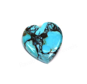 Turquoise naturelle Kingman Spiderweb bleue, forme cœur 12 mm, cabochon plat lisse poli, pour la fabrication de bijoux et pendentifs - Product Image 4