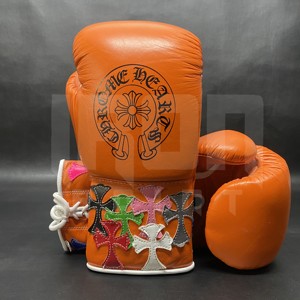 ถุงมือชกมวยสีส้มแบบปรับแต่งได้ รุ่น Winning Laced Gold หนังวัวคุณภาพสูง บุหนา 4 ชั้น ระบายอากาศได้ดี ซับเหงื่อ - Product Image 5