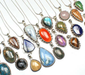 2026Hot Sale High Quality Assorted Crystal Pendant Natural Crystal Mixed Shape Silver Plated Vintage Unisex From Jaipur for Gift - Product Image 2