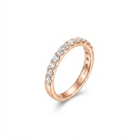 Bague de fiançailles demi-éternité en or massif 10K 14K 18K avec diamants de laboratoire taille ronde, certifiée IGI, empilable, vente en gros