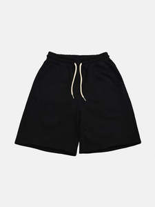 Shorts de sport décontractés 100 % coton pour hommes, 360g, taille mi-haute élastique côtelée à la française, motif uni imprimé numériquement, tricoté à chaud en laine peignée - Product Image 1