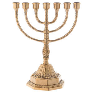 Menorá Tradicional Judía, Portavelas de Latón para Hanukkah, Candelabro Decorativo Religioso para el Hogar, Sinagoga o Festividades - Product Image 6
