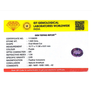 Natural Oval Cut Amethyst Loose Gemstone 9.6 Carat for Fine Jewelry - Product Image 4