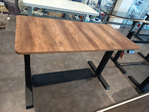 Modern Adjustable Standing <b>Desk</b> Wooden Top <b>Black</b> Metal Legs Minimalist Design Office Furniture Home Office - Product Image 6