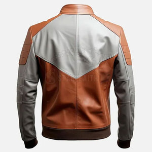 Latest Men's Winter High Quality Genuine Leather Stand Collar Front Logo Eco-Friendly Breathable Motorbike <b>Jacket</b> - Product Image 4