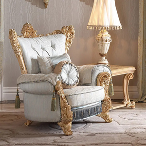 ชุดโซฟาหรูหรา ไม้มะฮอกกานีแกะสลักด้วยมือ หุ้มเบาะสไตล์ยุโรป เฟอร์นิเจอร์ห้องนั่งเล่นสำหรับบ้านพักตากอากาศ - Product Image 6