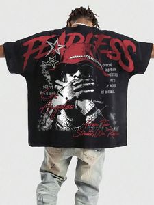 เสื้อยืดสตรีทแวร์พิมพ์ลายดิจิตอลแบบกำหนดเอง ทรงโอเวอร์ไซส์ ผ้าคอตตอนหนานุ่ม แขนสั้น คอกลม ลายกราฟิกแบบดิสเทรส ผ้าเฟรนช์เทอร์รี่ สำหรับผู้ชาย - Product Image 3