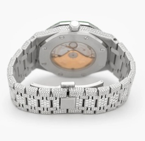 Montre mécanique de luxe DAZZLING JEWELS avec diamants Moissanite, bracelet en acier inoxydable glacé, date automatique et cadran à aiguilles en verre - Product Image 3