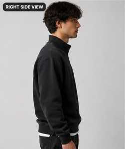 Sweat-shirt à col zippé pour homme, noir, logo étoile brodé, coupe classique, décontracté, pour l'hiver, 100% coton, molleton bouclette respirant - Product Image 3