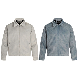 Blouson Bomber Plissé Personnalisé pour Homme avec Fermeture Éclair, Col Rabattable, Capuche, Coupe-Vent, Manches Classiques, en Cuir, Style Hiver Streetwear - Product Image 2