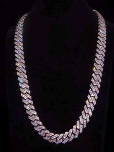 High Quality Adjustable 3 Row 15mm 20mm <b>Cuban</b> <b>Link</b> <b>Chain</b> Solid 925 Sterling <b>Silver</b> VVS Moissanite Gold Plated Hip Hop Unisex - Product Image 3