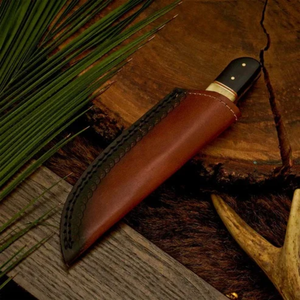 Couteau de chasse à lame fixe en acier Damas, pointe tombante, bord dentelé, manche ergonomique, couteau de survie pour l'extérieur - Product Image 3