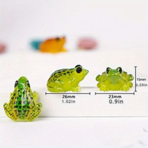 Figurines de grenouilles en résine lumineuses, couleurs vives mélangées, 20 pièces, décoratives, pour artisanat DIY, maison, jardin féerique, micro-paysage, petites figurines - Product Image 4