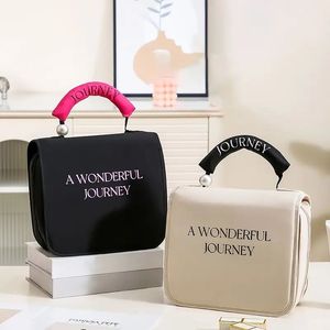 Borsa Cosmetica Portatile da Donna Grande Capacità con Perle e Gancio, per Viaggi d'Affari e Kit da Toilette - Product Image 3