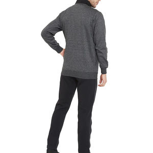 Survêtement léger 100% coton à fermeture éclair pour hommes ensemble de tenue de jogging à motif solide pour l'hiver - Product Image 4