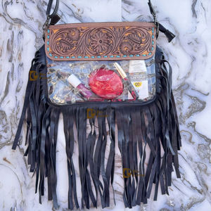 Nuevo Bolso Transparente de Cuero con Flecos y Grabado a Mano 2026, Elegante y Multiusos para Mujer - Product Image 1