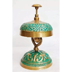 Cloche de bureau artisanale en laiton massif, cloche de service vintage ornée pour la réception d'hôtel, le comptoir de bureau et la table de restaurant - Product Image 2
