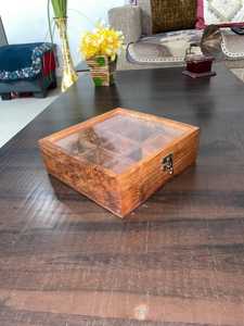 Wooden <b>Spice</b> <b>Box</b> Organizer, Masala <b>Box</b> 9 Compartment, Handmade Sheesham Wood <b>Spice</b> Storage, Indian Kitchen Organizer - Product Image 4