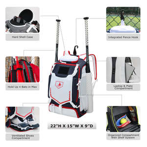 Bagnex Customized Color Baseball Softball Bat Backpack 4 Bats <b>Holder</b> Vented <b>Shoe</b> Compartment 50-70L Unisex 600D Polyester Sports - Product Image 4