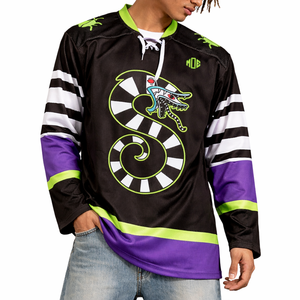 Maillot de football américain personnalisé avec motif serpent sublimé, coupe oversize, en maille, style streetwear, manches longues, marque privée, OEM, vente en gros - Product Image 1