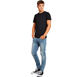 T-shirt en coton gris uni pour homme, coupe classique, col rond, manches courtes, style décontracté, jersey tricoté, teinture unie - Product Image 2