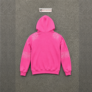 Sudadera con capucha 100% algodón suave rosa con pedrería, con cremallera, oversize, informal, de forro polar, unisex, para otoño, de corte regular, ropa, prendas de vestir, ropa exterior - Product Image 6
