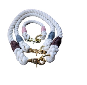 Natural Cotton Rope <b>Dog</b> Collar Pet Supplies Accessory Customized Colored Cotton Rope Handmade <b>Dog</b> <b>Leash</b> Pet <b>Leash</b> Set - Product Image 1