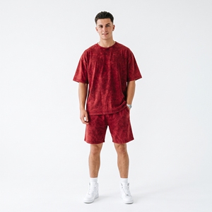 Summer Breathable High Quality <b>Men's</b> Two-Piece Casual Set Short Sleeve T-<b>Shirt</b> and Shorts Polyester/Cotton - Product Image 6