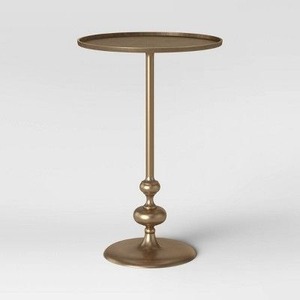Elegant Modern Brass Pedestal <b>Console</b> <b>Table</b> Decorative Accent Furniture for Living Room Home Decor <b>Round</b> Metal Side <b>Table</b> - Product Image 1